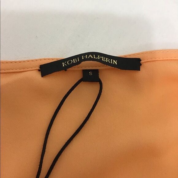 Kobi Halperin Eda Orange Peach Long Sleeve Silk Tie Front Blouse Size Small - Picture 7 of 7